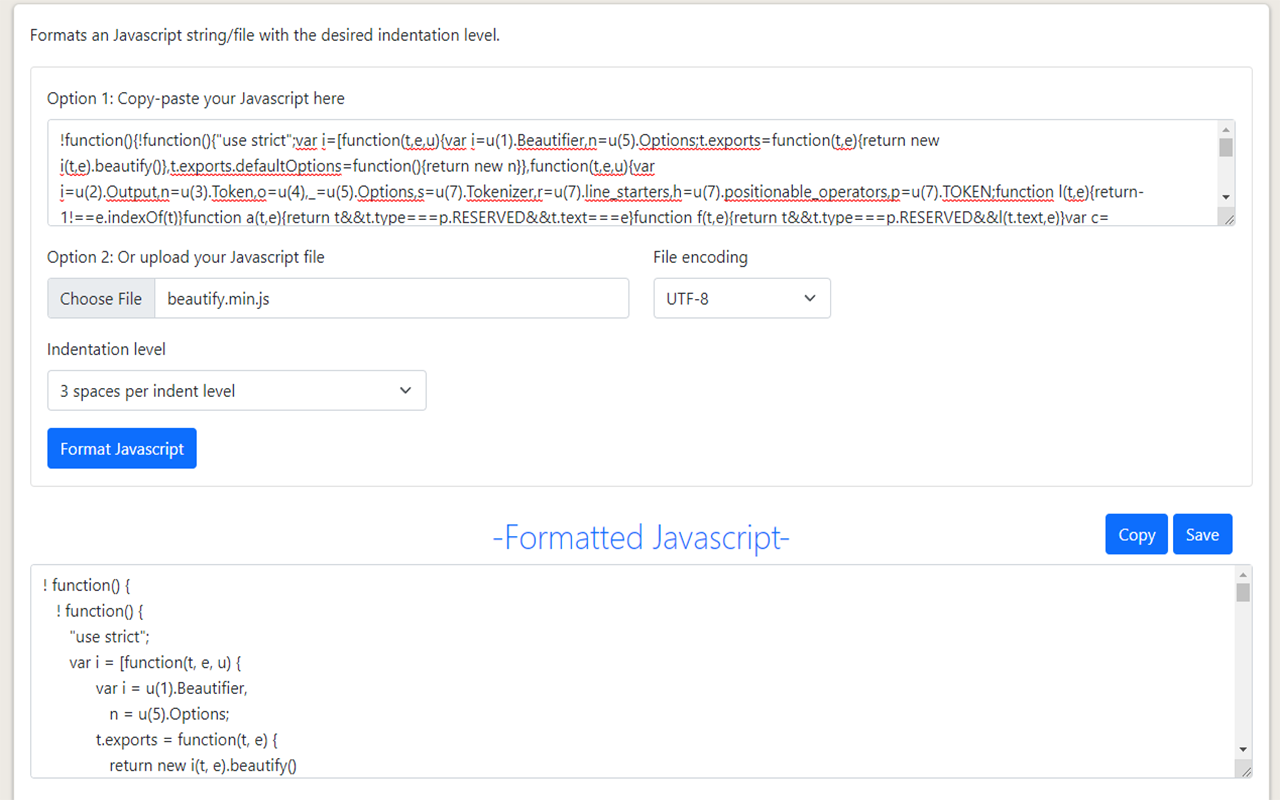 Javascript Formatter